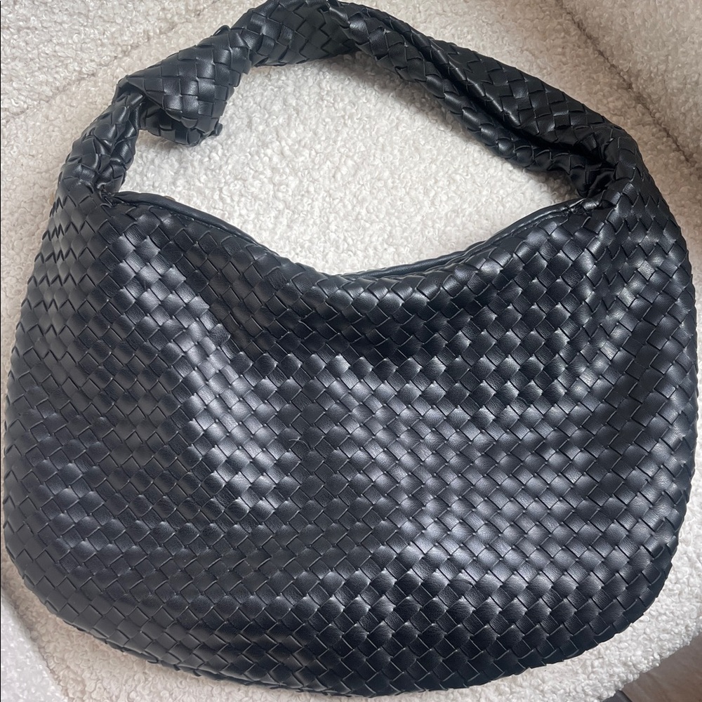 Anthropologie Black Woven Hobo Bag